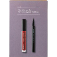 Korres Minerals Liquid Eyeliner pen 01 Black & Morello Lip Fluid 59 Brick Red