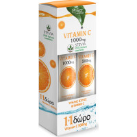 Power Health Vitamin C 1000mg με Στέβια 24 αναβράζοντα δισκία + Vitamin C 500mg Πορτοκάλι 20 αναβράζοντα δισκία 