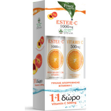 Power Of Nature Ester C 1000mg 20 δισκία & Vitamin C 500mg 20 δισκία Ροδάκινο